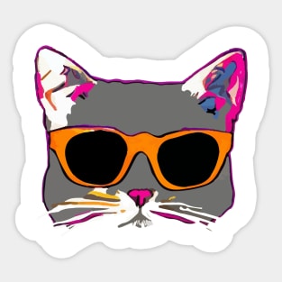 Cat with dark glesses Sticker